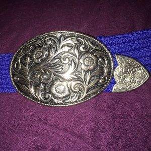 45” Blue Belt with Immaculate Silver Buckle